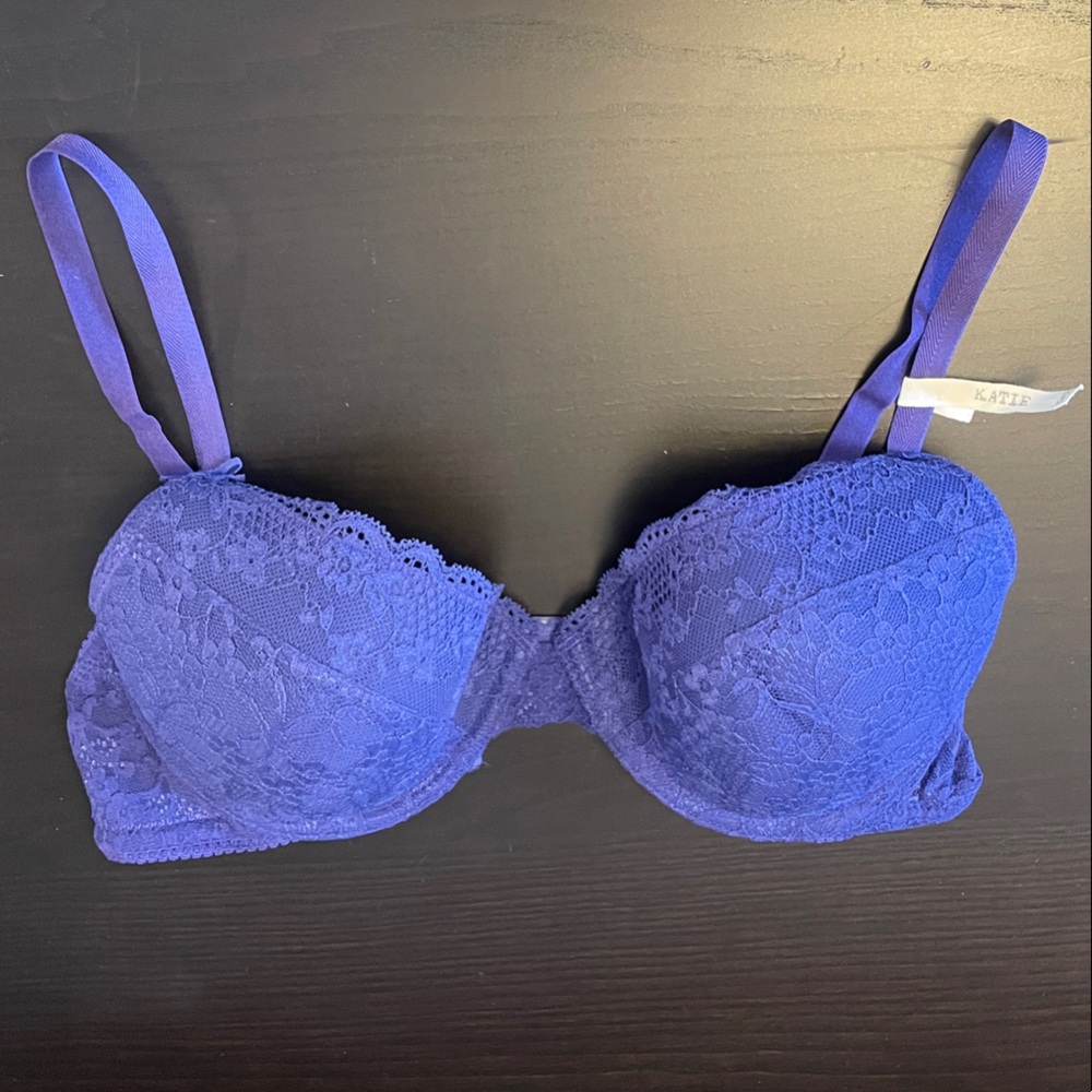 NWOT Aerie Katie Vintage Lace Lightly Lined Bra in Deep Waters